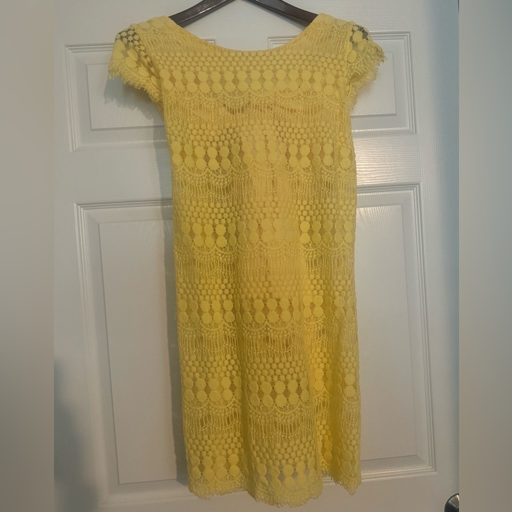 dressbarn lined crocheted, size 16, yellow dress